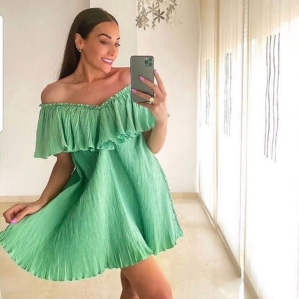Zara voluminous pleated ruffle dress